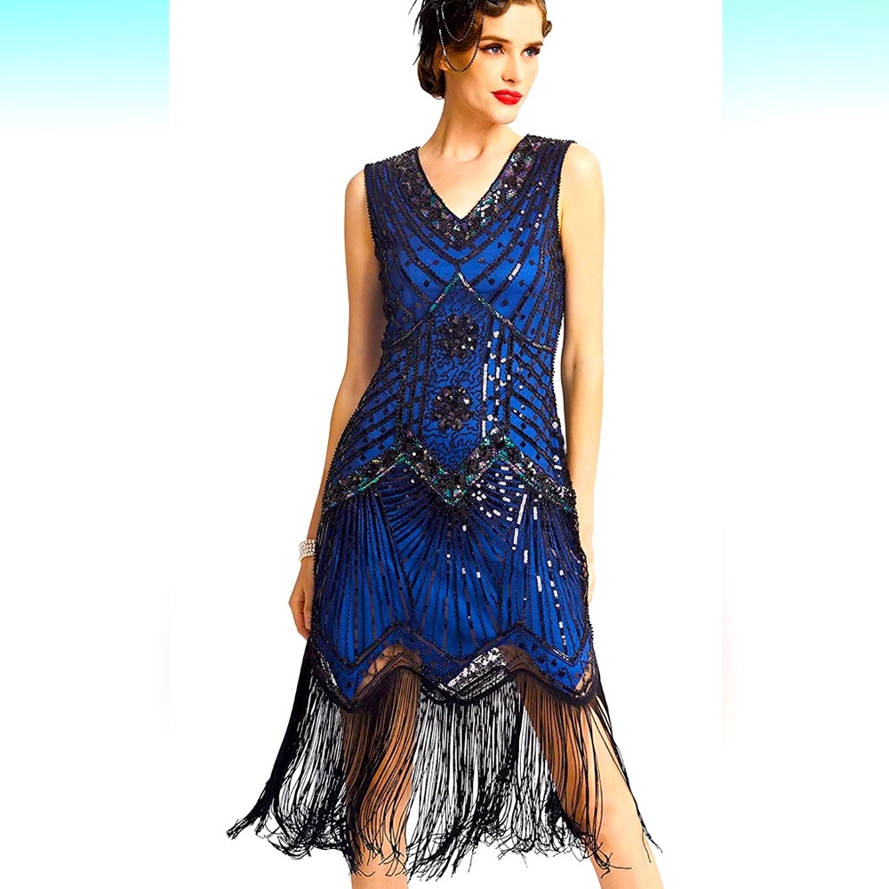 Beautiful royal blue flapper dress!